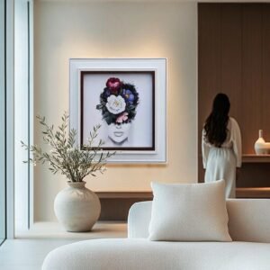 WOMAN WITH FLOWER ON HER HEAD